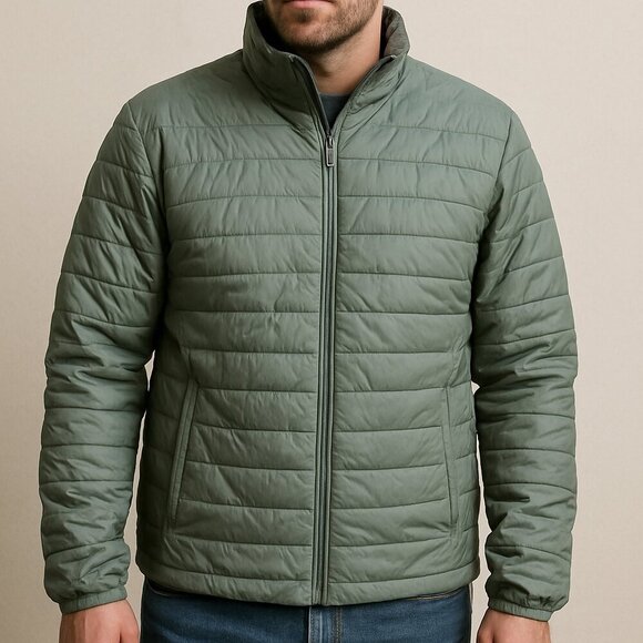 Ducks Unlimited Puffer Jacket Men’s Large Army Green Lightweight Quilted - Picture 1 of 6
